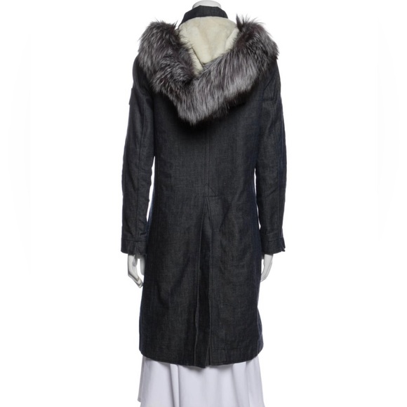 Pologeorgis Parka Blue Coat warm and stylish 
With Hood and fox fur  EUC US4 - Picture 3 of 14